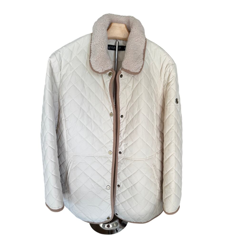 Ralph Lauren Quilted Jacket with Corduroy Trim and Sherpa Collar